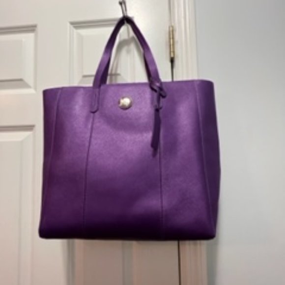 Joe Mangano Bags Joy Mangano Leather Purple Tote Purse Nwot Poshmark